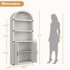 Bookcase with Doors Arched Bookshelf 71.65in Tall Bookcase Farmhouse Cabinet with Shelves Wooden Bookshelves - 2 of 4