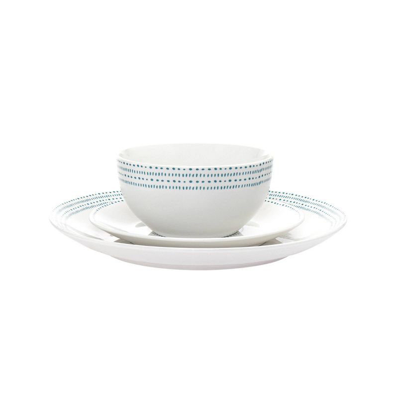 16pk Porcelain Staccato Dinnerware Set - Godinger Silver, 2 of 5