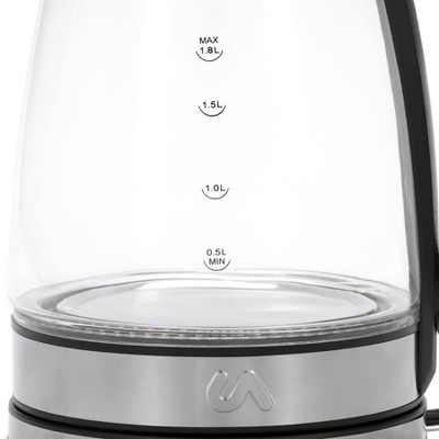 1.8L Glass and Stainless Steel Electric Tea Kettle with LED Light