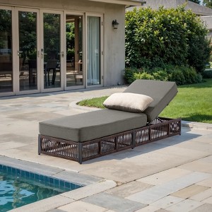 Buenhomino Outdoor Chaise Lounge Chairs with 5-inch Cushions, 5 Level Adjustable Backrest Recliner for Poolside Lounging or Patio Retreat - 1 of 4