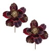 Beaded Burgandy Magnolia Flower Stem (Set of 2) - 2 of 3