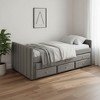 HomeRoots Dark Gray Tufted Velvet Upholstered Full Day Bed With Trundle And Drawers - 2 of 4