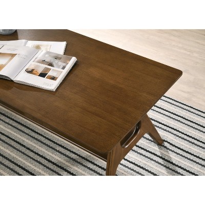 Arona Walnut Mid-Century Modern Rectangular Wood Coffee Table with Shelf
