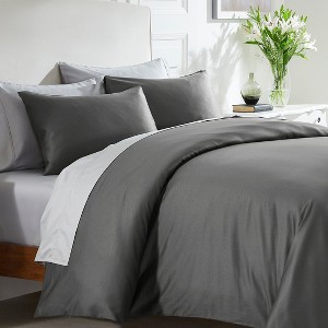 Duvet Cover Set 400 Thread Count 100% Cotton Sateen - Button Closure, Corner Ties by California Design Den - 1 of 4