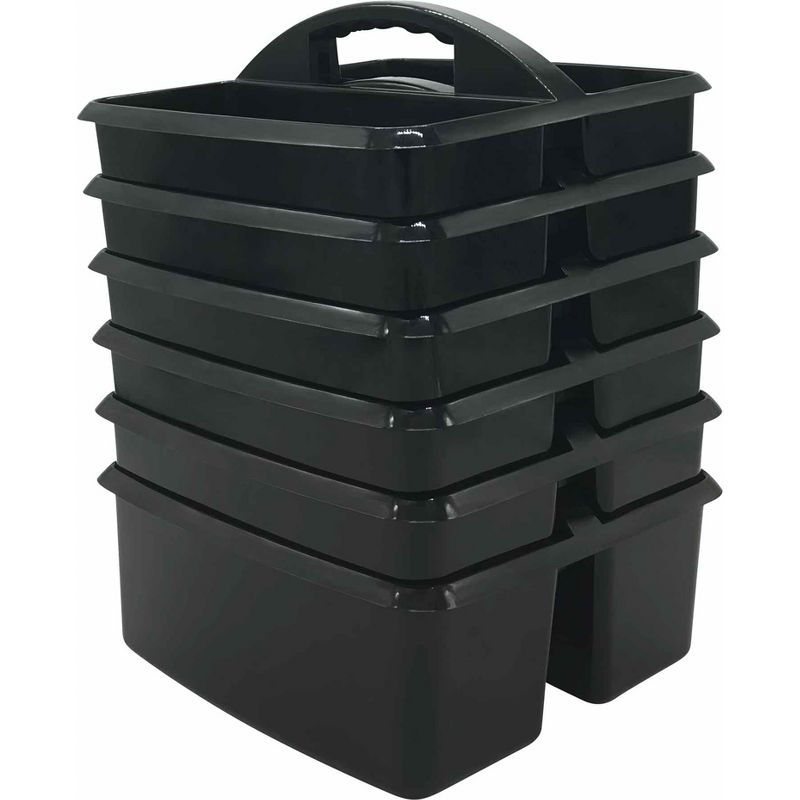 Teacher Created Resources® Plastic Storage Caddy, Black, Pack of 6, 1 of 7