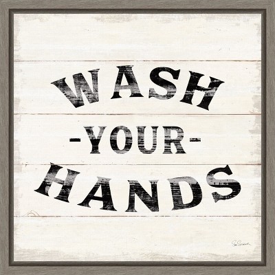 Amanti Art Shiplap Bath IV by Sue Schlabach Canvas Wall Art Print Framed 16-in. x 16-in.