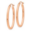 Black Bow Jewelry 2mm x 29mm 14k Rose Gold Square Tube Oval Hoop Earrings - 2 of 4
