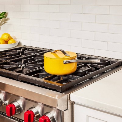 Lemon Yellow Aluminum Non-Stick Saucier with Lid