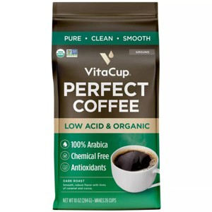 VitaCup Perfect Low Acid Dark Roast Ground Coffee - 10oz - 1 of 4