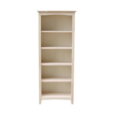Eco-Friendly Parawood 66" Adjustable Shaker Bookcase - Unfinished