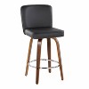 LumiSource Set of 2 Henry Counter Height Barstools Walnut Wood/Black PU - 2 of 4