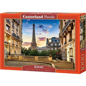1000 Piece Jigsaw Puzzle, Walk in Paris at Sunset, Puzzle of France, cityscape, Eiffel Tower, Adult Puzzle, Castorland C-104925-2 - 1 of 4