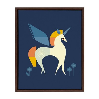 18" x 24" Sylvie Mid Century Unicorn Framed Canvas Wall Art by Amber Leaders Brown - Kate and Laurel