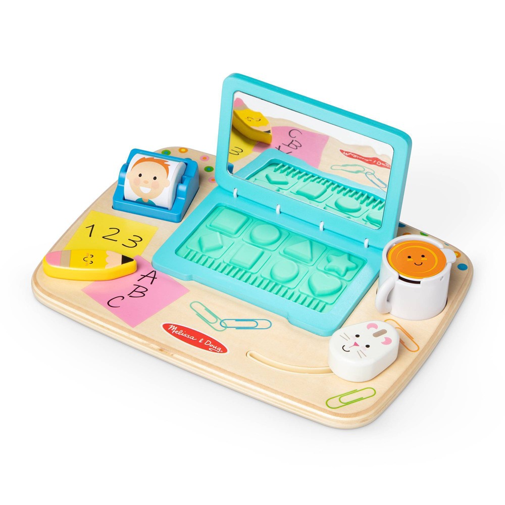 Melissa &#38; Doug Wooden Work &#38; Play Desktop Activity Board Infant and Toddler Sensory Toy
