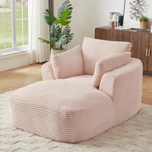 Oversized Corduroy Upholstered Chaise Lounge Sofa Chair, Comfy Sleeper Recliner with Thick Cushion for Living Room or Bedroom-The Pop Home - 1 of 4