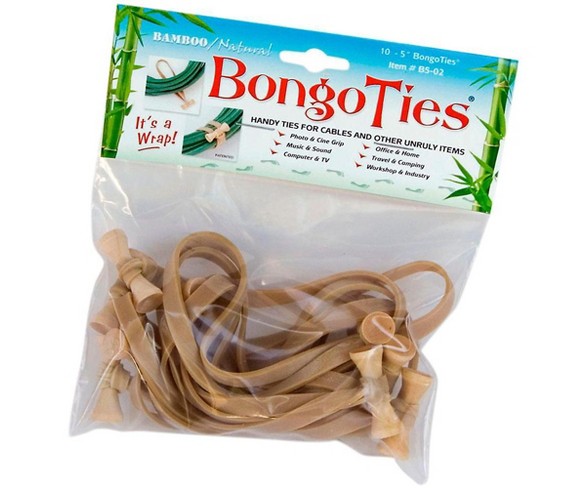 BongoTies All-Purpose Tie Wraps Bamboo and Natural Rubber