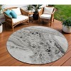 Pewter Gray And Silver Abstract Washable Indoor Outdoor Area Rug - 2 of 4
