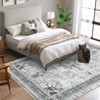 8x10 Large Washable Area Rug, Blue Non Slip Carpet, Stain Resistance Vintage Room Rug, Indoor Floor Carpet for Living Room, Low Profile Rug, Boho Rug - 3 of 4