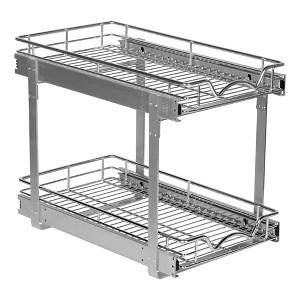 Hold N’ Storage Pull Out Cabinet Organizer 2 Tier – Heavy Duty Metal with Lifetime Limited Warranty - Anti Rust Chrome Finish - 1 of 4