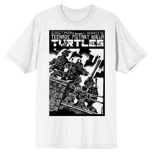 TMNT Comic Origins Turtle Ninjas Crosshatch Art Men's White Short Sleeve Crew Neck Tee - 1 of 3