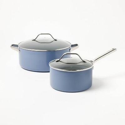 7-Piece Blue Nonstick Ceramic-Coated Aluminum Cookware Set