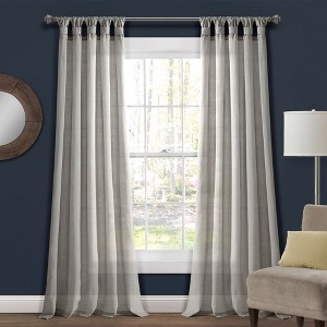 Home Boutique Burlap Knotted Tab Top Window Curtain Panels Light Gray Pair 45X84 Set - 1 of 1