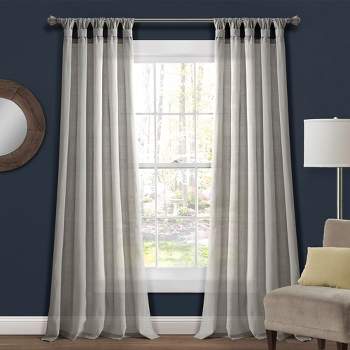 Home Boutique Burlap Knotted Tab Top Window Curtain Panels Light Gray Pair 45X84 Set