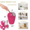 Evideco French Home Goods Pink Mini Trash Can for Countertop 0.5 Liter -0.3 Gal Chrome Lid - 3 of 3