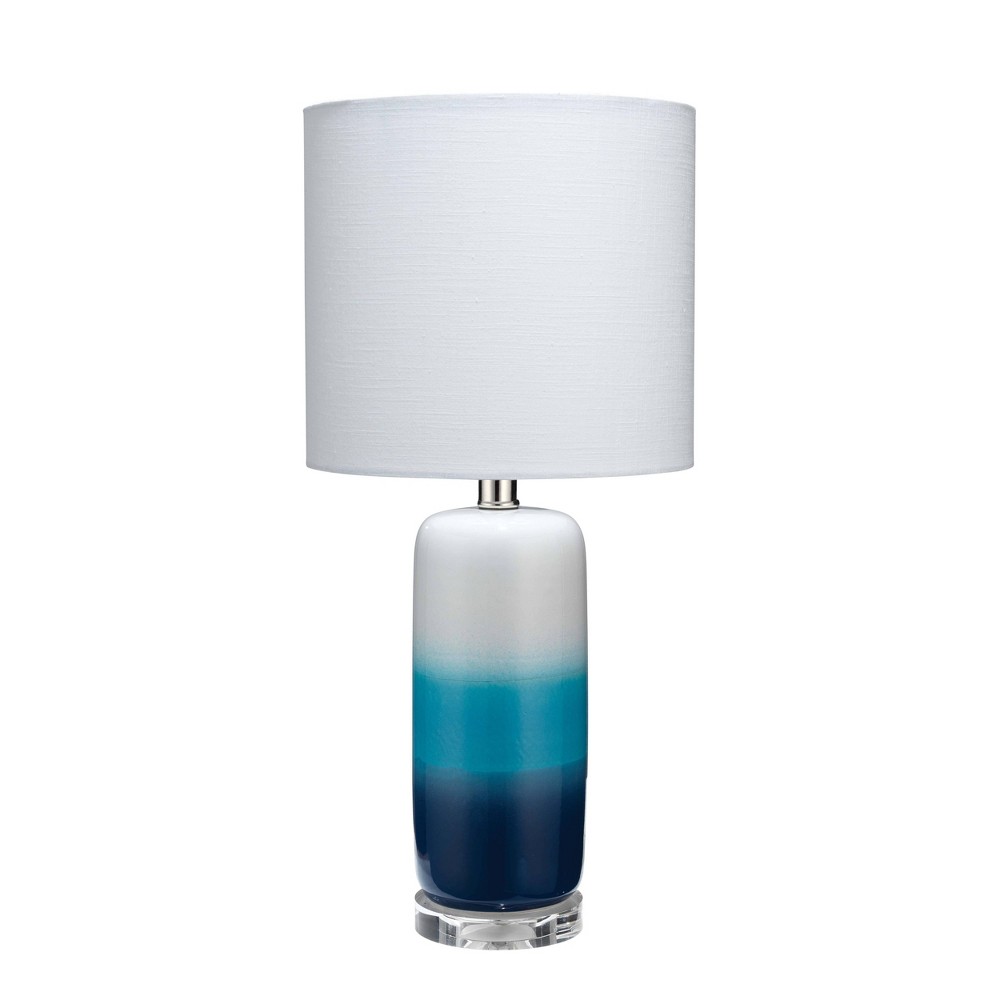 Photos - Floodlight / Street Light Haze Ombre Ceramic Table Lamp with Drum Shade Blue - Splendor Home