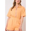 Women's Half Zipper Short Sleeve Romper - FANTASTIC FAWN - 3 of 3