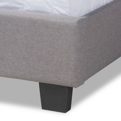 Grey Tufted Upholstered Queen Bed with Nailhead Trim