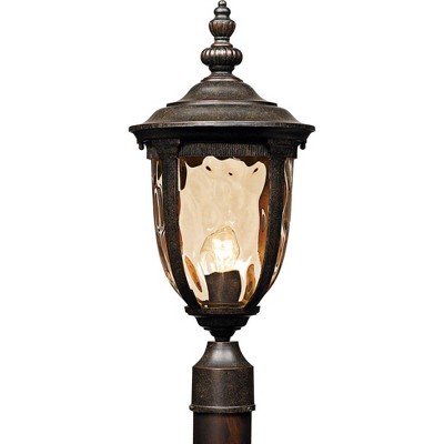 John Timberland Post Light Veranda Bronze 21" Hammered Glass for Deck Porch Yard Patio