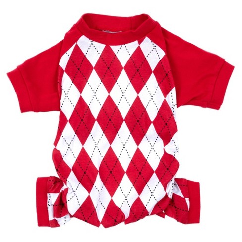 Leveret Dog Cotton Pajamas Argyle Red And White Xl : Target