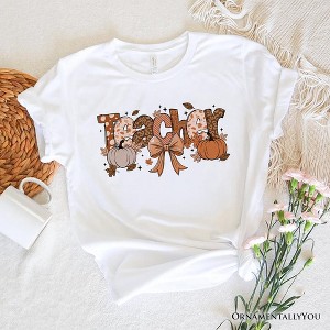 Teacher Coquette Autumn T-Shirt, Cozy Fall Pumpkin Tee for Educators| OrnamentallyYou - 1 of 4