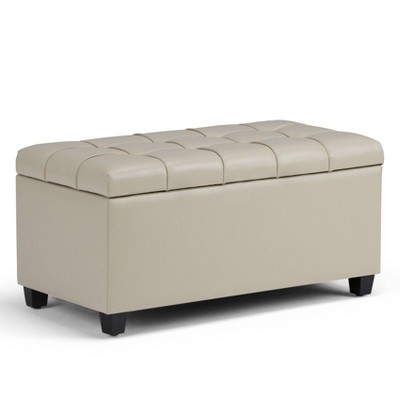 CAVINAS Faux Leather Storage Ottoman Bench,Upholstered Ottoman with Tufted Diamond Detail for Living Room,Bedroom