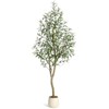 Olive Trees Artificial Indoor, 5ft Tall Faux Silk Plant - Fake Potted Tree with White Planter, Artificial Plants - 2 of 4