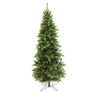 Perfect Holiday Prelit Slim Pencil Spruce Christmas Tree with Warm White Lights - 1 of 4