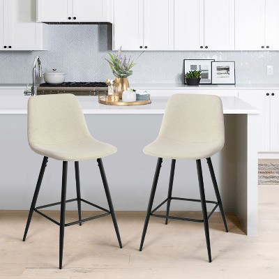 Bingo 26" Upholstered Counter Height Stool with Black Leg (Set of 2 and 4 ) , Midbar Stool for Kitchen Island, Indoor Furniture - Maison Boucle