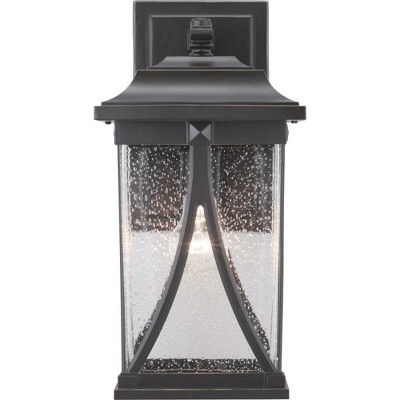 Antique Pewter Seeded Glass Outdoor Wall Lantern