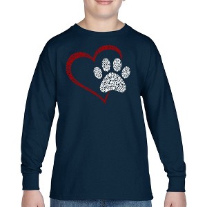 LA Pop Art Paw Heart - Boy's Word Art Long Sleeve T-Shirt - 1 of 4