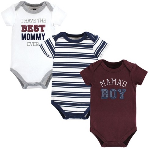 Hudson Baby Infant Boy Cotton Bodysuits, Mamas Boy, 9-12 Months