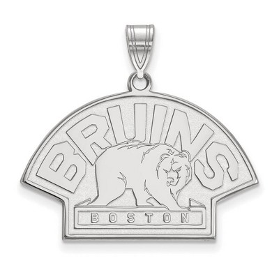 Black Bow Jewelry 10k White Gold Boston Bruins NHL Large Pendant