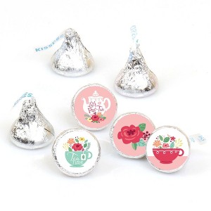 Big Dot of Happiness Floral Let's Par-Tea - Garden Tea Party Round Candy Sticker Favors - Labels Fits Chocolate Candy (1 sheet of 108) - 1 of 4