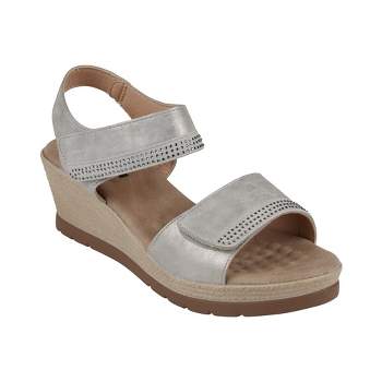 GC Shoes Jorda Embellished Velcro Comfort Slingback Wedge Sandals