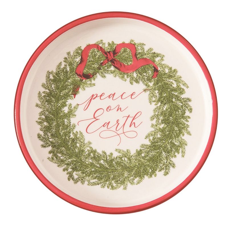 Transpac Christmas Holiday Cermaic Sentiment Wreath Plate Set of 4, Dishwasher Safe, 6.5", 5 of 6