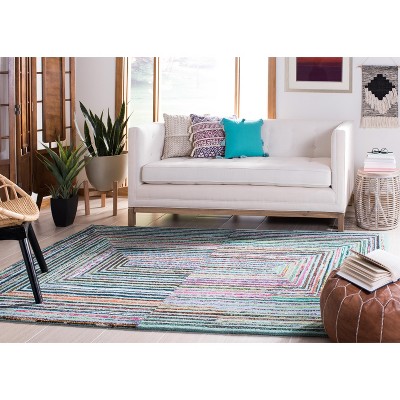 Hand-Tufted Teal Wool Round Accent Rug - 47"