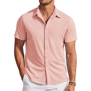 COOFANDY Mens Casual Wrinkle Free Shirts Short Sleeve Button Down Summer Stretch Dress Shirt - 1 of 4