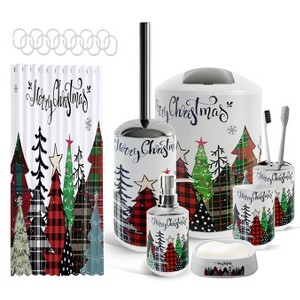 Hearth & Harbor Bathroom Accessories Set, Christmas Bathroom Set with Christmas Shower Curtain Set - 1 of 4