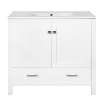 INFURNIC Vanity Tables, Elegant Compact Bathroom Vanity with Ample Storage for Small Spaces and Easy Maintenance, White, 18"*36"*34"