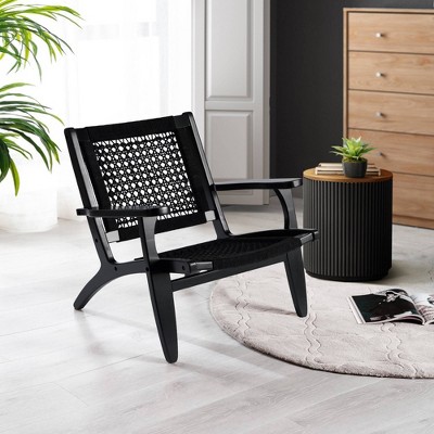 Boraam Harrison Hexagon Woven Black Rope Accent Chair